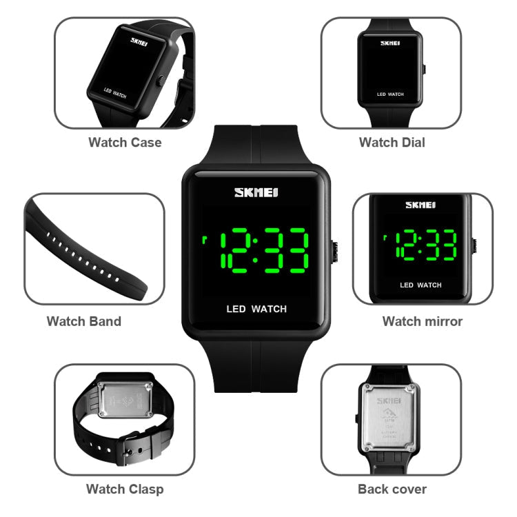 skmei-1541-fashion-led-watch-square-couple-model-waterproof-electronic-watch-silicone-watchblue