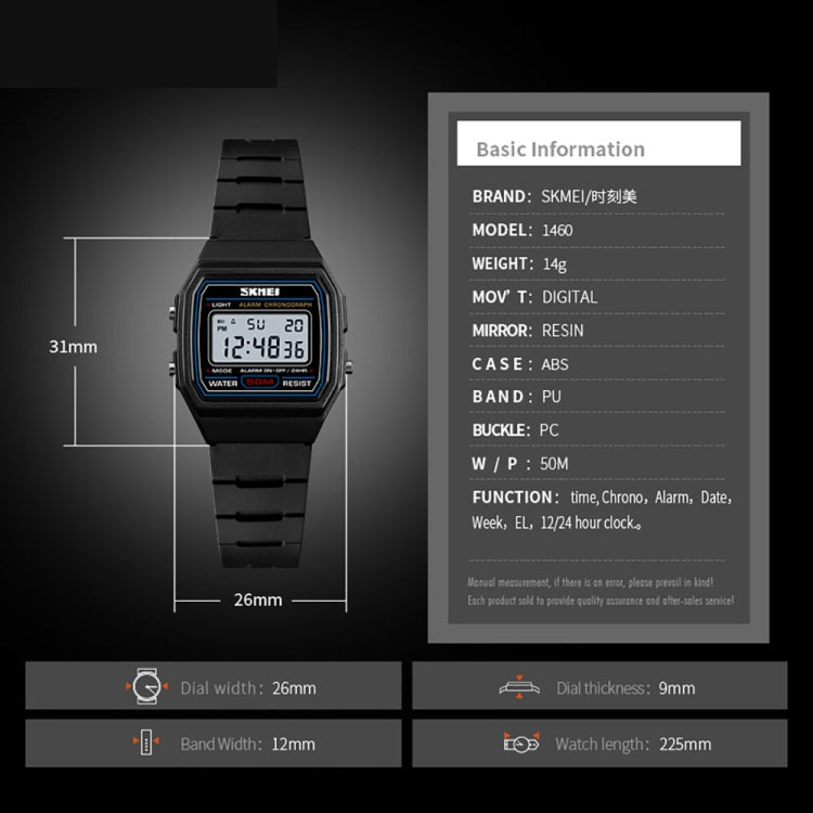SKMEI 1460 Children Luminous Multifunctional Waterproof Thin Sports Watch(Black)